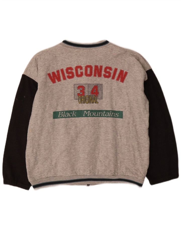 VINTAGE Jachetă Varsity pentru bărbați cu grafică UK 38 Medium Gri Colorblock