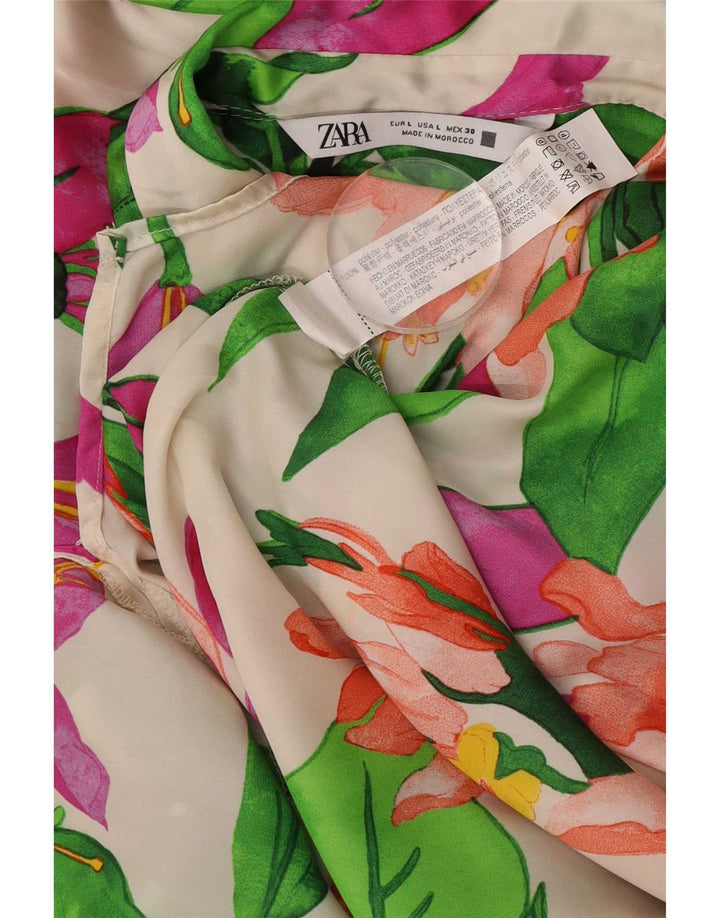 Bluză cămașă supradimensionată pentru femei Zara UK 16, mare, multicoloră, florală