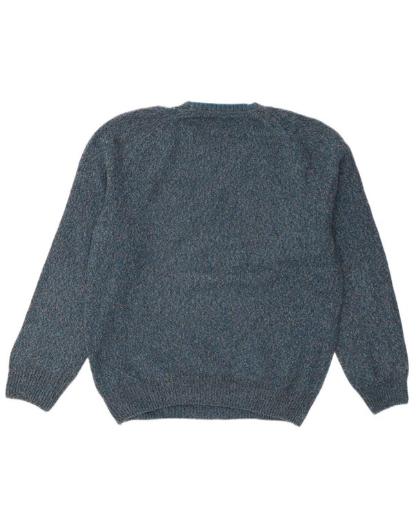 Pulover pentru bărbați Zara, cu decolteu rotund, lână mare albastru cu pete