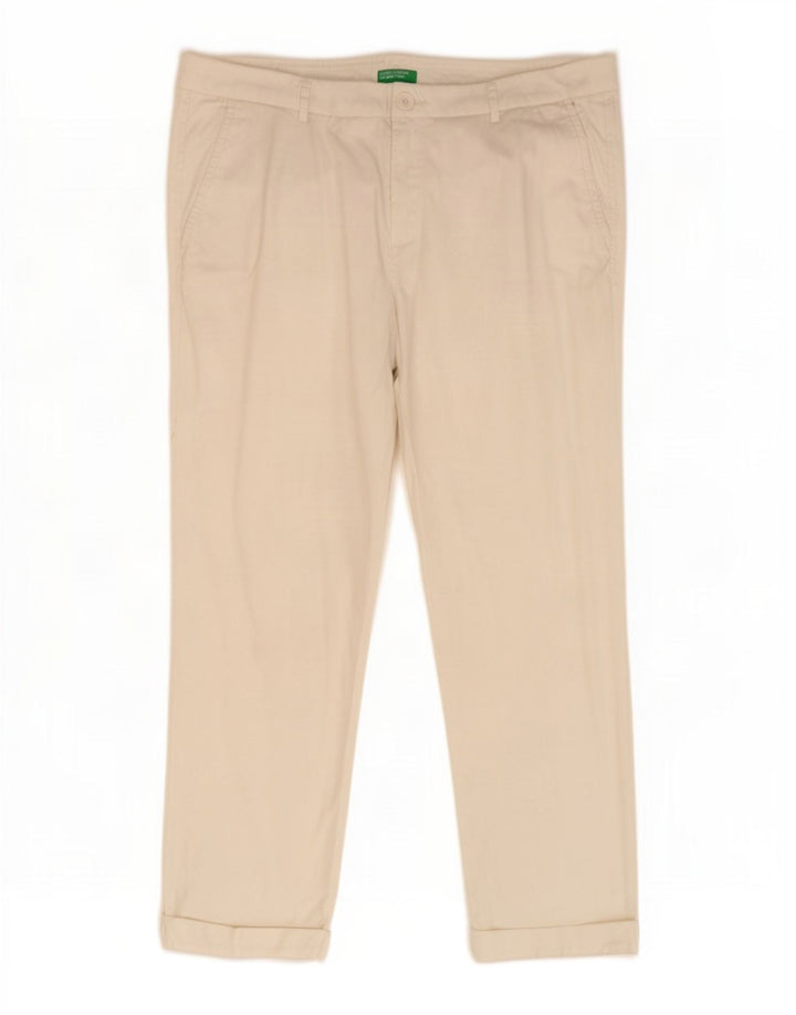 Pantaloni tăiați drept pentru femei Benetton W32 L25 alb