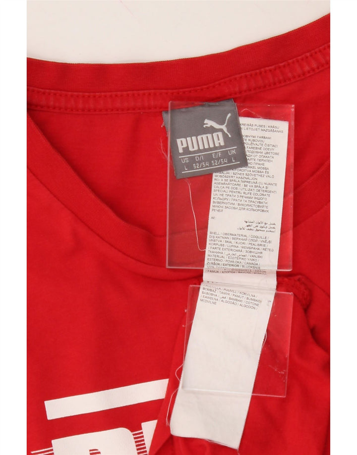 PUMA Mens Graphic T-Shirt Top Large Red Cotton Vintage Puma and Second-Hand Puma from Messina Hembry 