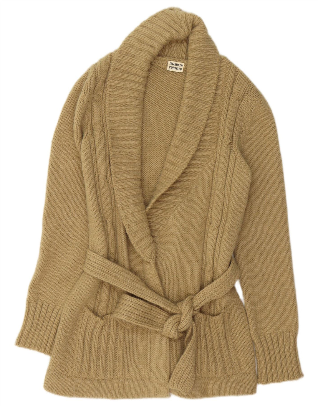 Pulover cardigan cu paragate VINTAGE pentru femei UK 14 Bej mediu