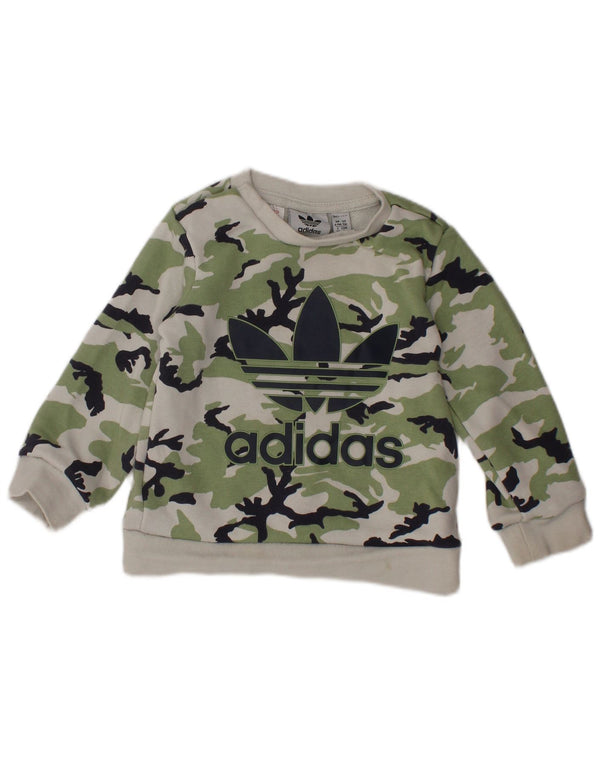 ADIDAS Baby Boys Graphic Sweatshirt Jumper 6-9 Months Green Camouflage