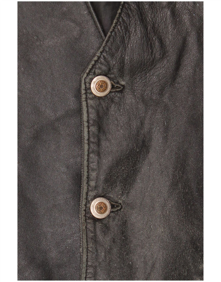 Vestă din piele pentru bărbați VINTAGE IT 52 din piele neagră mare