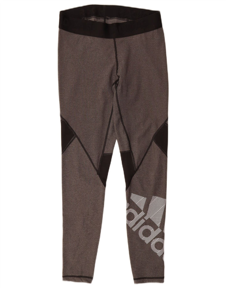 Leggings grafic Adidas pentru femei Marea Britanie 12/14 Gri mediu Poliester color bloc