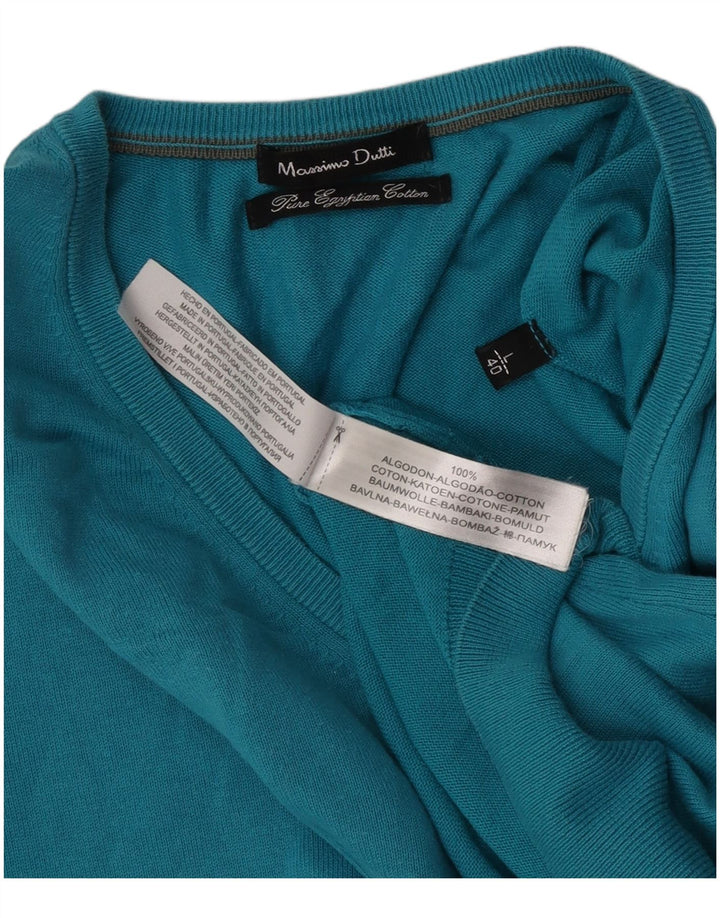 Massimo Dutti Pulover cu decolteu în V pentru bărbați, bumbac albastru mare