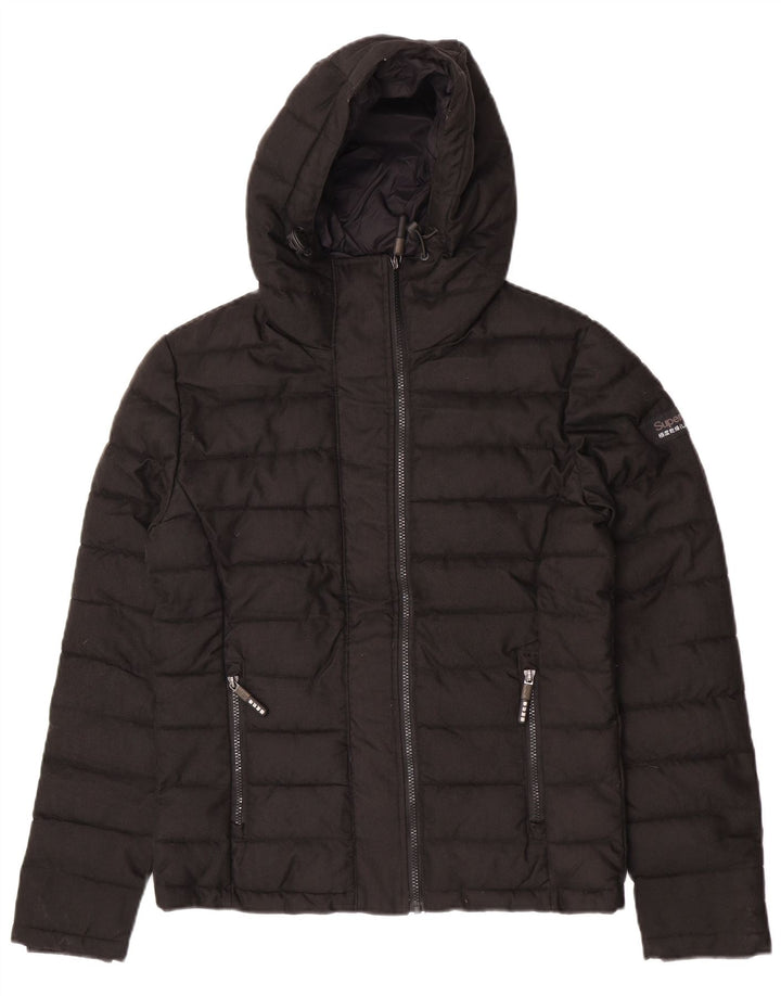 Jachetă căptușită cu glugă Superdry pentru bărbați UK 38 Poliester mediu negru