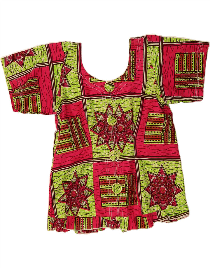 VINTAGE Womens Blouse Top UK 12 Medium Green Patchwork Vintage Vintage and Second-Hand Vintage from Messina Hembry 