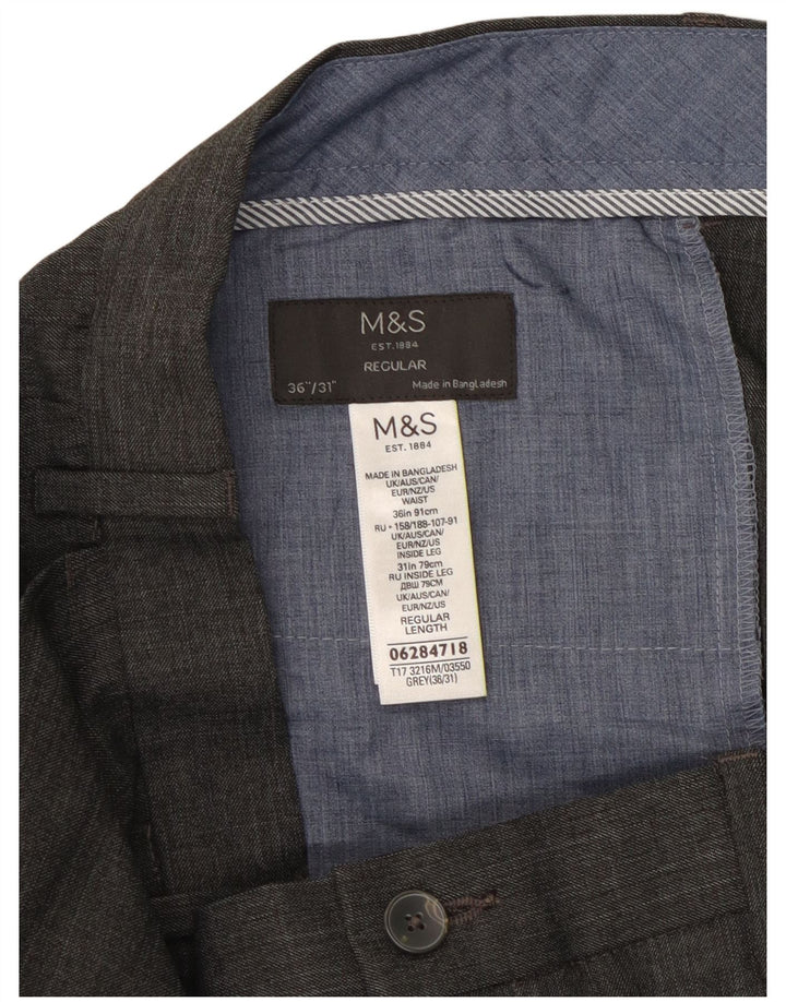 MARKS & SPENCER Pantaloni drepți pentru bărbați L36 L31 Poliester gri