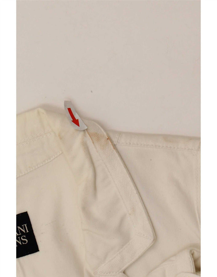 Jachetă Blazer pentru femei Armani Jeans cu 3 nasturi UK 18 XL Bumbac alb