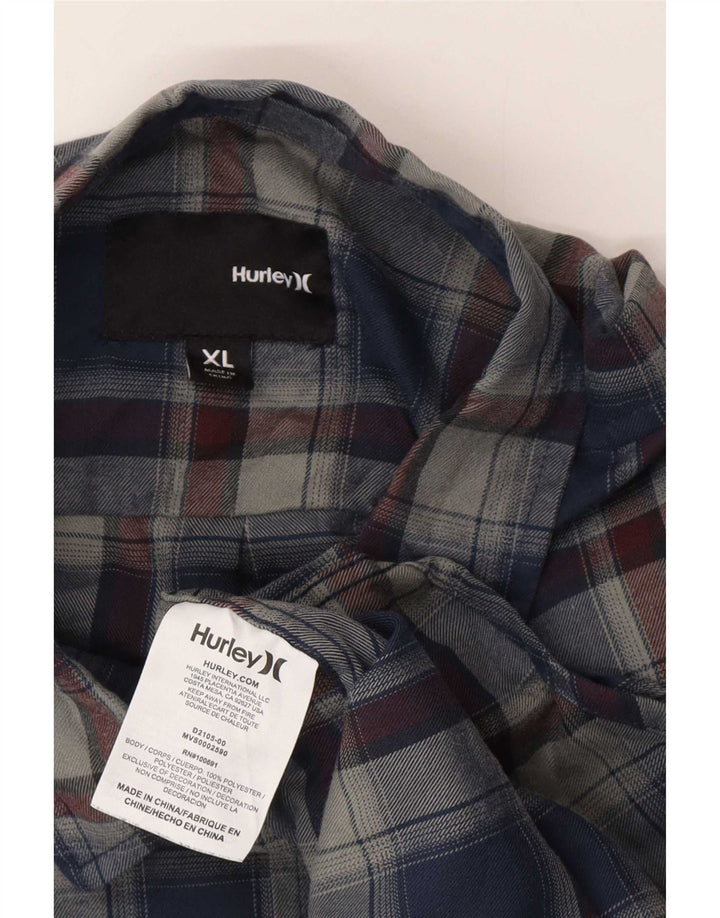 Cămașă pentru bărbați Hurley, XL, poliester cu carouri albastre