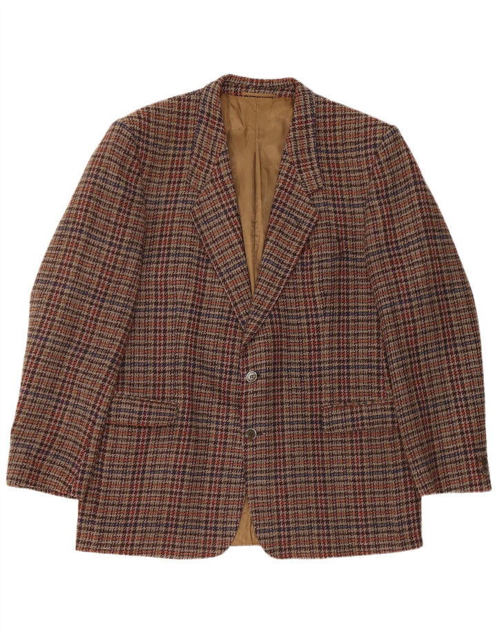 INCOM Mens Uomo 2 Button Blazer Jacket UK 40 Large Brown Houndstooth