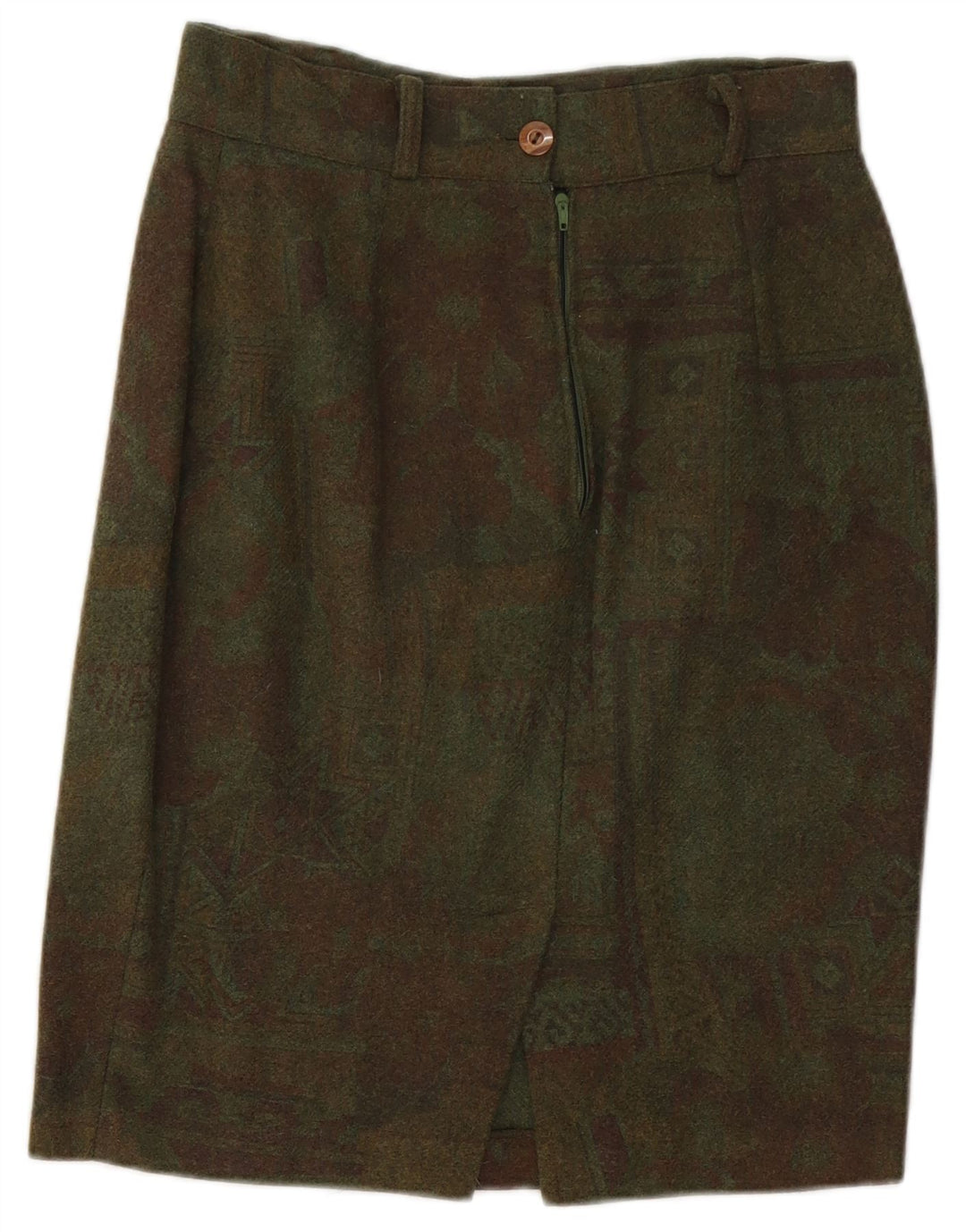 Fusta creion vintage pentru femei W26, verde, geometrică