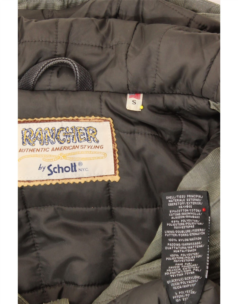 SCHOTT Mens Hooded Padded Bomber Jacket UK 36 Small Green Check Cotton Vintage Schott and Second-Hand Schott from Messina Hembry 