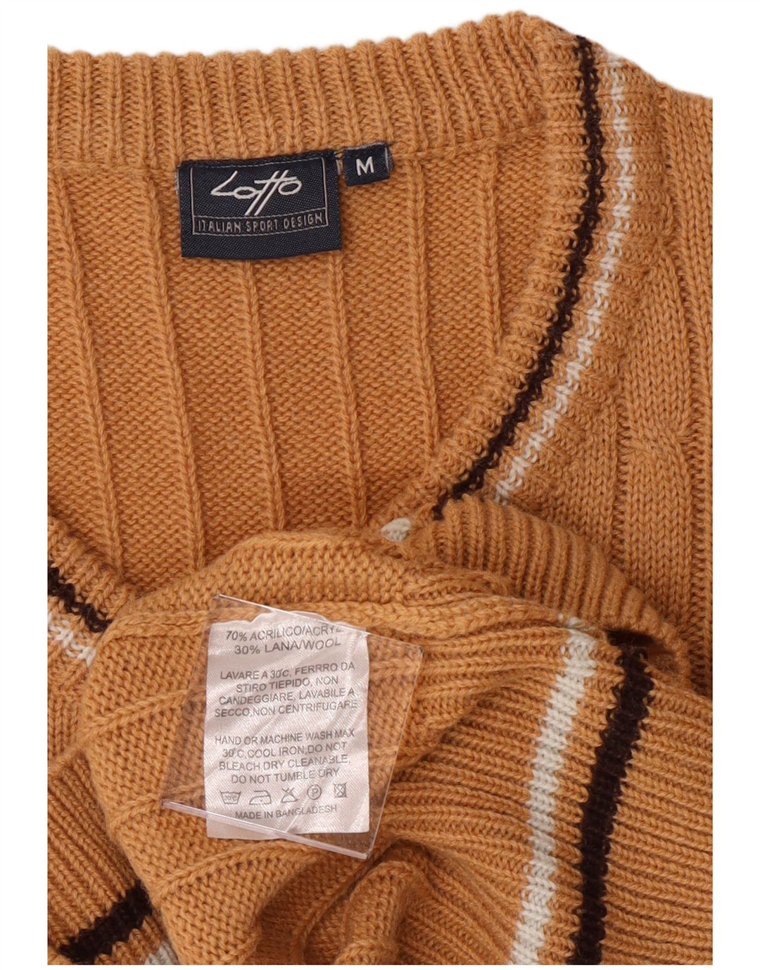 Pulover pentru bărbați Lotto cu decolteu în V, maro mediu, acrilic