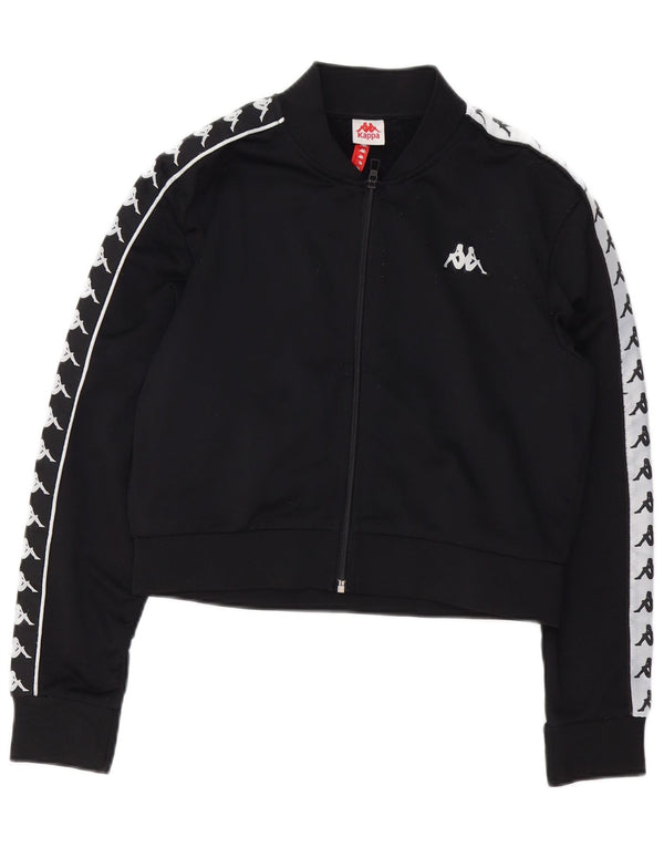 Jachetă de top pentru trening grafic Crop pentru femei Kappa UK 14 Poliester mediu negru