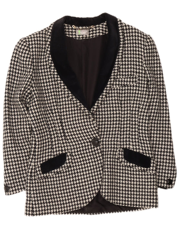 Egoiste Womens Blazer Jacket UK 14 Medium Black Houndstooth Classic