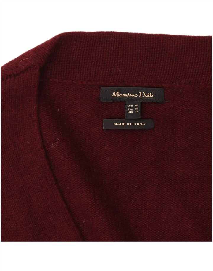Pulover cardigan cu paragate Massimo Dutti pentru femei UK 14 Burgundy mediu