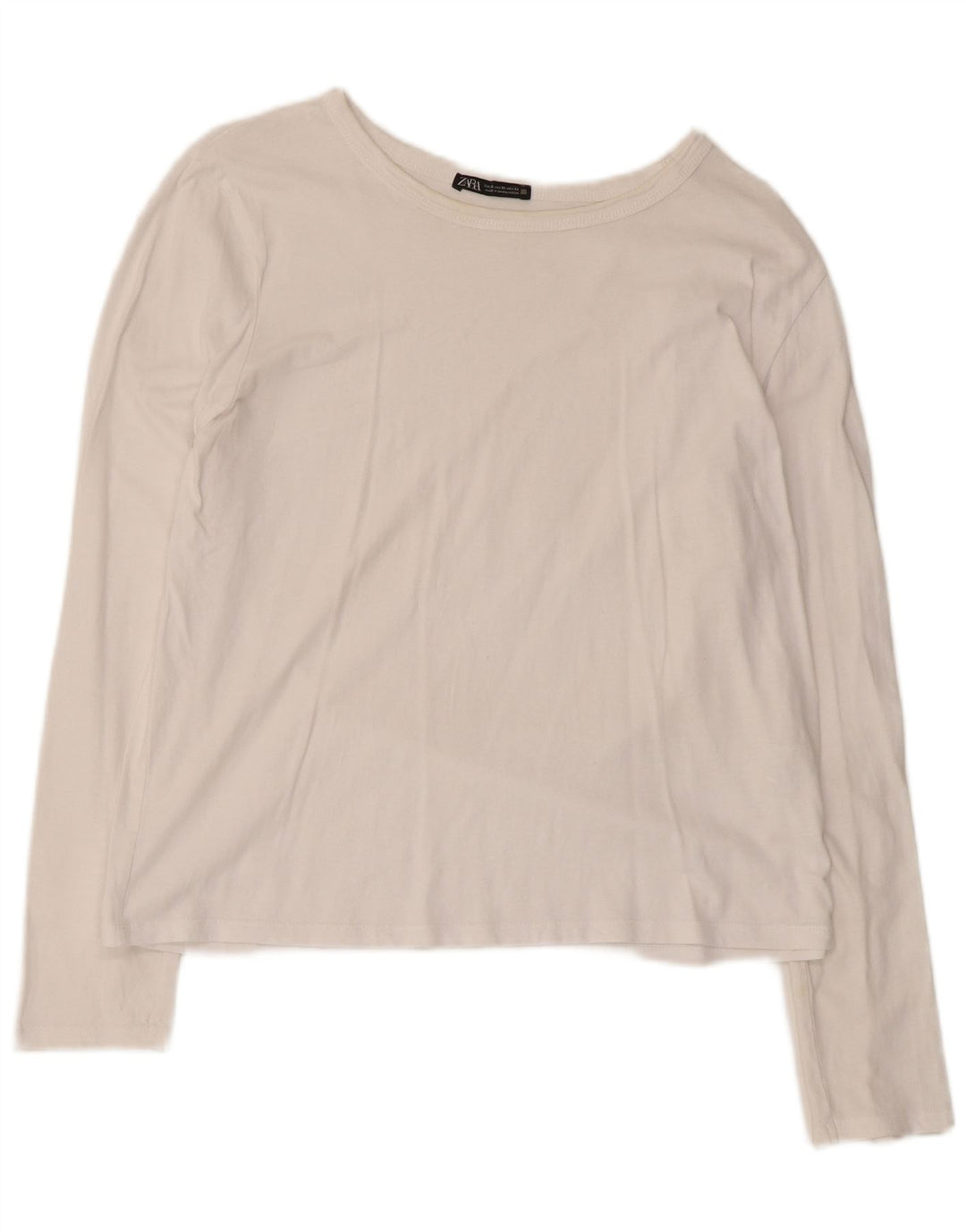 Top femeie Zara cu mânecă lungă UK 18 XL, bumbac alb