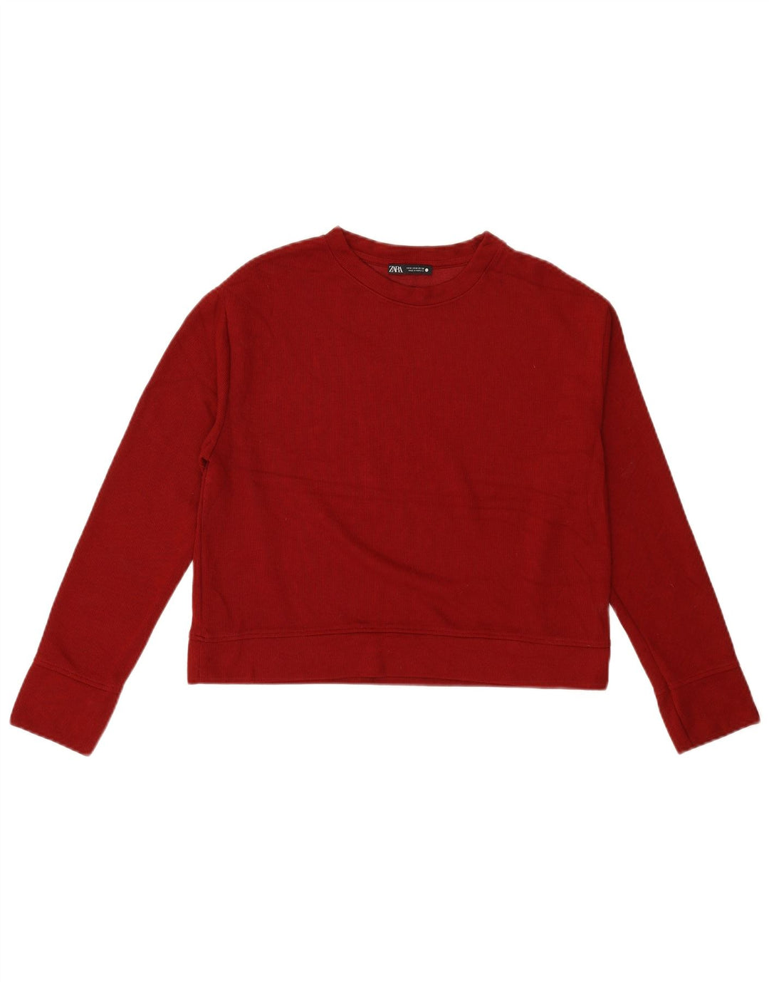 ZARA Womens Crop Sweatshirt Jumper UK 14 Medium Burgundy
