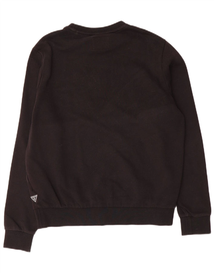 Guess Pulover grafic pentru bărbați UK 34 Bumbac negru mic