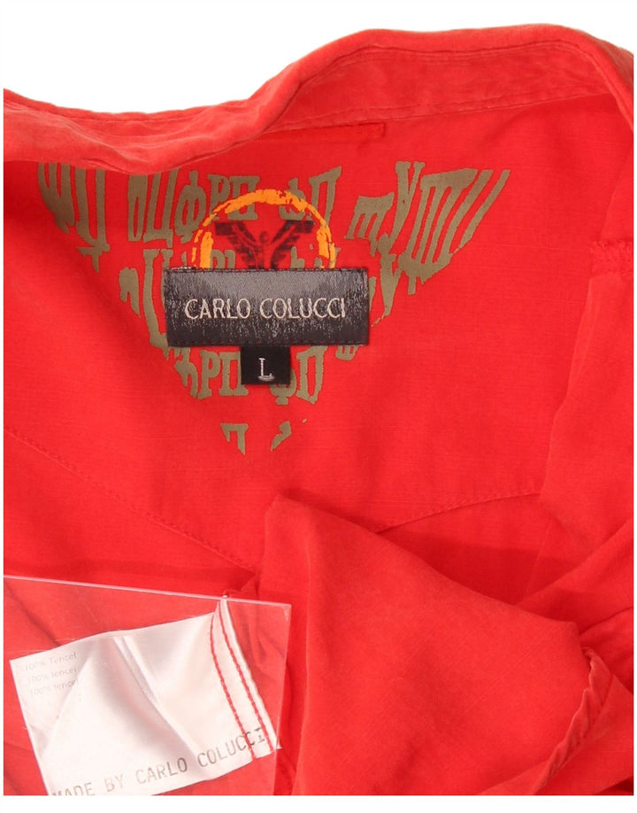 CARLO COLUCCI Mens Shirt Large Red Tencel