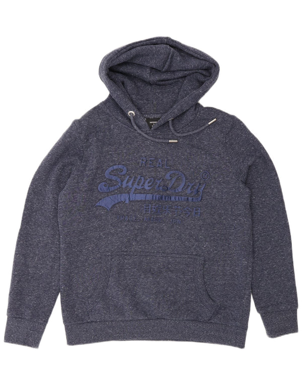 Pulover Superdry pentru damă, cu grafică, UK 16, mare, albastru marin, bumbac cu pete