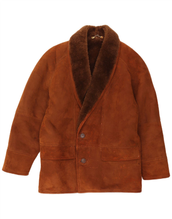 Jachetă vintage pentru bărbați din shearling IT 46, maro, din shearling