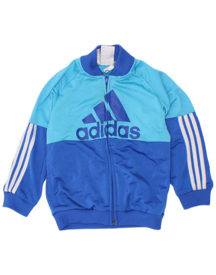 Jachetă de top pentru trening cu grafică Adidas pentru băieți 2-3 ani, albastru, color block