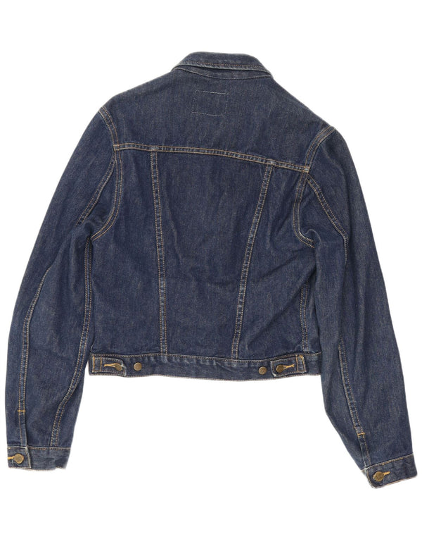 Lee Womens Crop Denim Jacket UK 12 Medium Navy Blue Cotton