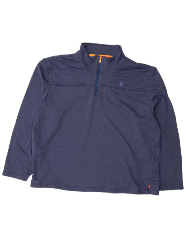 Hanorac Izod pentru bărbați, cu fermoar, cu gât, 2XL, poliester bleumarin