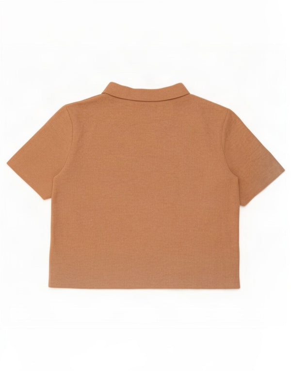 Zara Womens Trafaluc Crop Tricou supradimensionat Top UK 10 Small Brown Bumbac