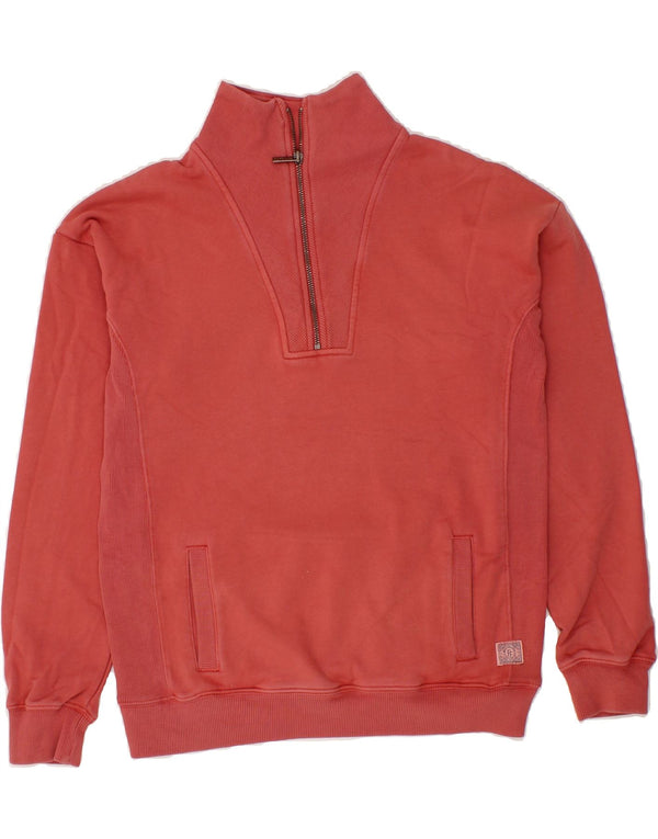 FAT FACE Mens Zip Neck Sweatshirt Jumper Small Red Cotton