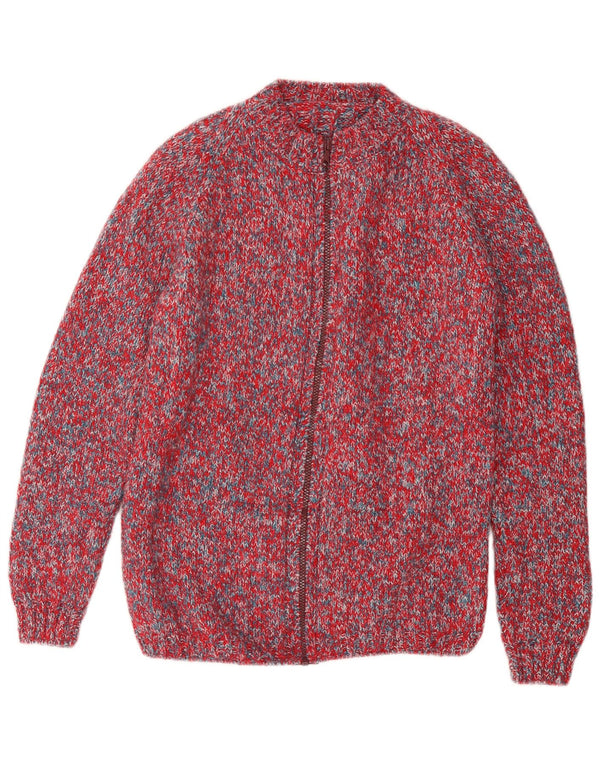 Pulover cardigan VINTAGE pentru femei UK 14 Medium Red Flecked