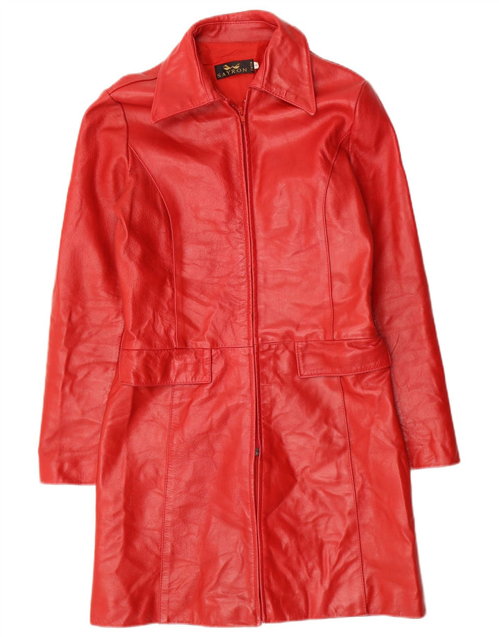 Palton de piele vintage pentru femei UK 10 Small Red