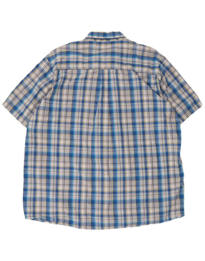 Wrangler Mens Tall Short Sleeve Shirt 3XL Blue Check Cotton