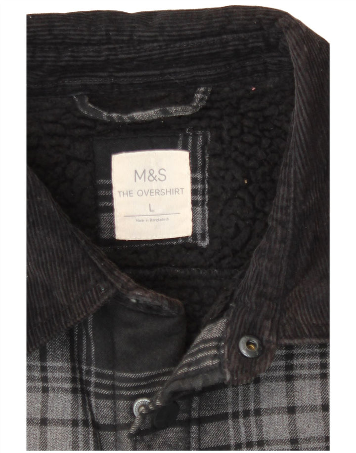 Cămașă de flanel Lumberjack pentru bărbați Marks & Spencer, bumbac cu carouri, gri mare