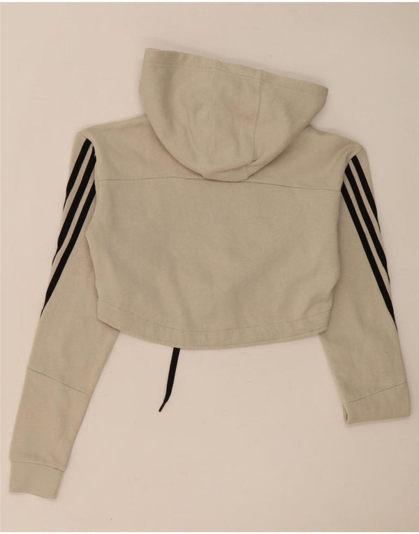 Adidas Womens Primegreen Crop Oversized Hoodie Jumper UK 4/6 XS Grey Cotton