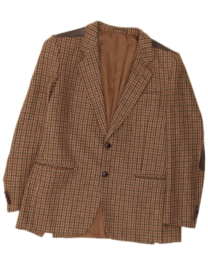 Jachetă vintage pentru bărbați cu 2 nasturi IT 52 XL Lână maro cu picior de gală