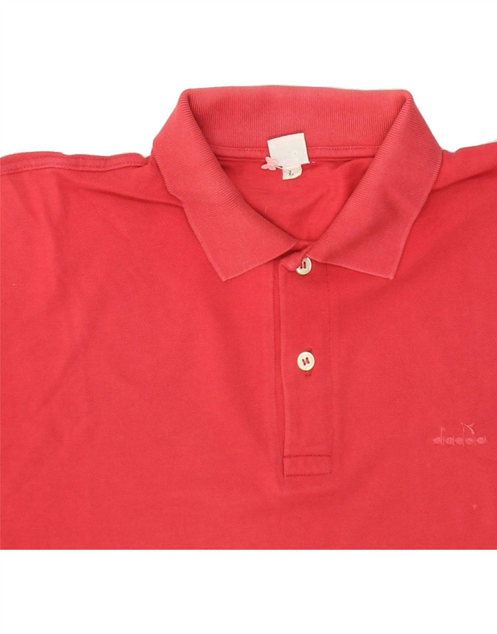 DIADORA Mens Polo Shirt Large Red Cotton Vintage Diadora and Second-Hand Diadora from Messina Hembry 