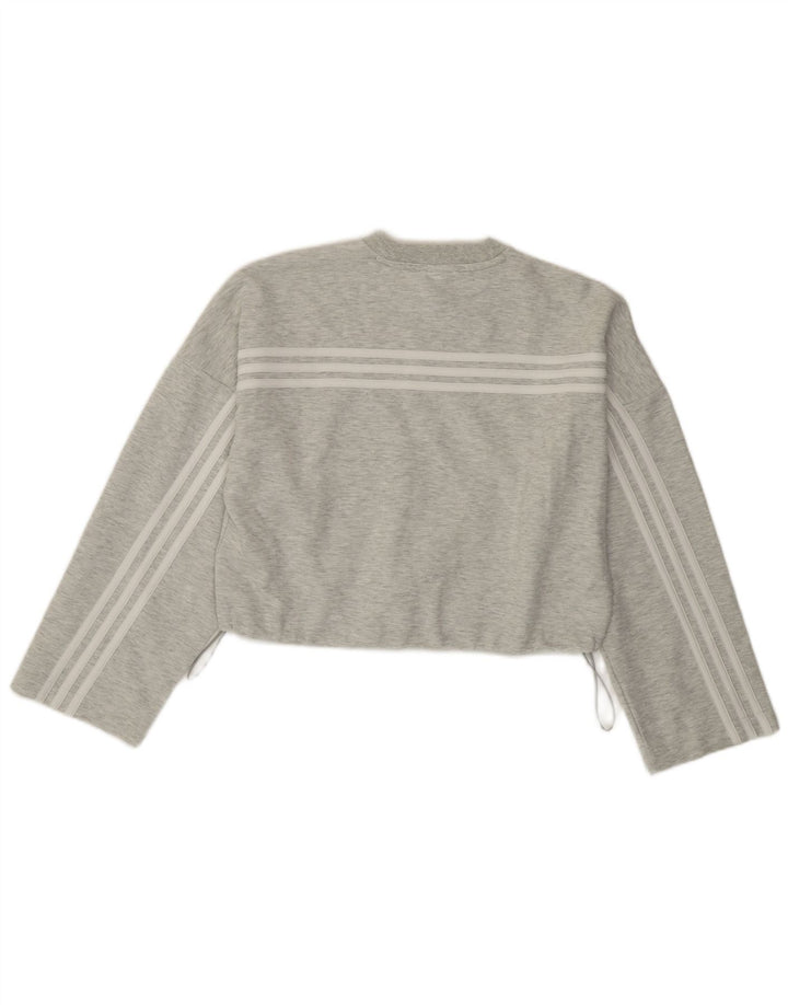 Pulover adidas Crop oversized pentru femei UK 4/6 XS bumbac gri