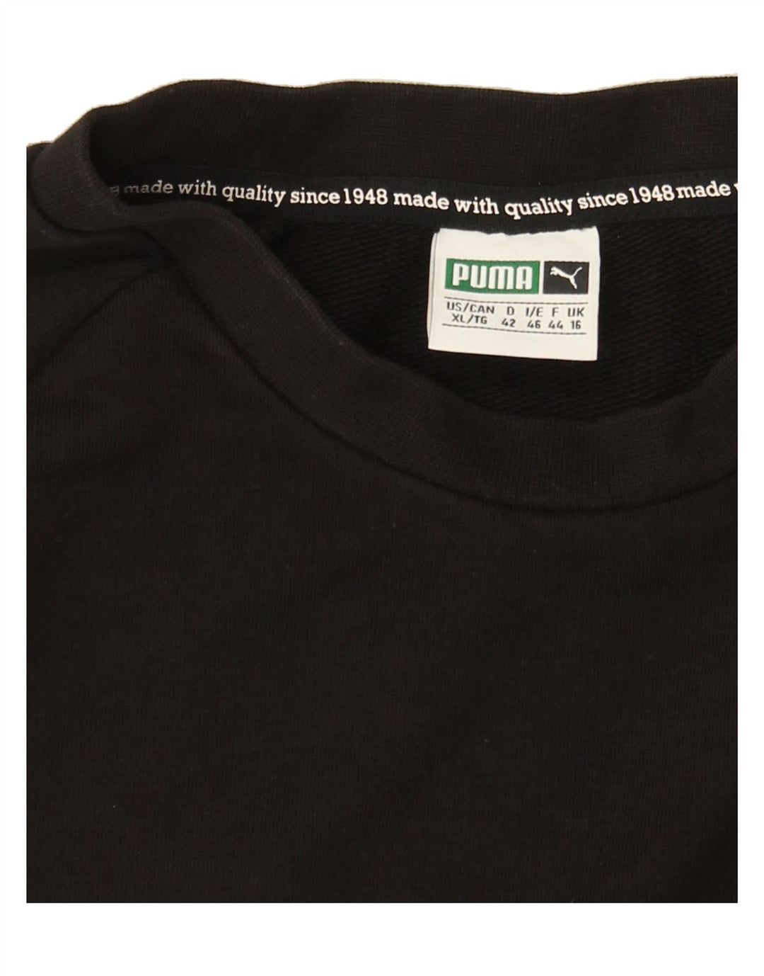 PUMA Womens Oversized Sweatshirt Jumper UK 16 Large Black Vintage Puma and Second-Hand Puma from Messina Hembry 