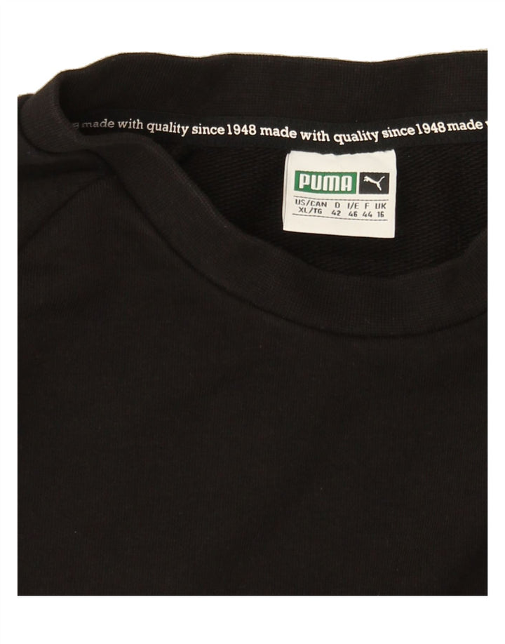 PUMA Womens Oversized Sweatshirt Jumper UK 16 Large Black Vintage Puma and Second-Hand Puma from Messina Hembry 