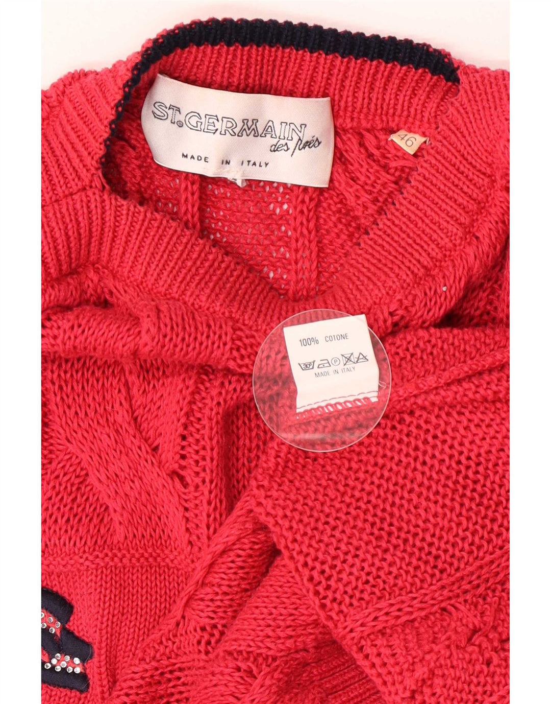 St. Germain Pulover pentru damă cu grafică cu gât barcă IT 46 Large Red Classic