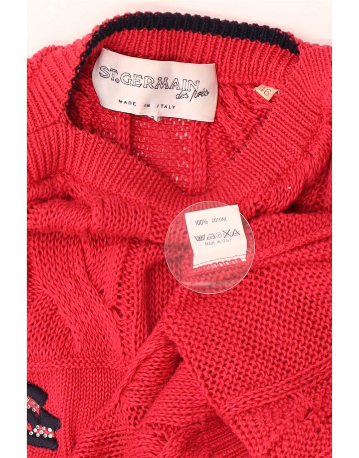 St. Germain Pulover pentru damă cu grafică cu gât barcă IT 46 Large Red Classic