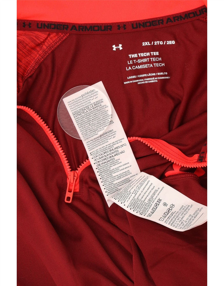 Top de trening Under Armour pentru bărbați, cu fermoar și gât, 2XL, roșu, bloc de culoare