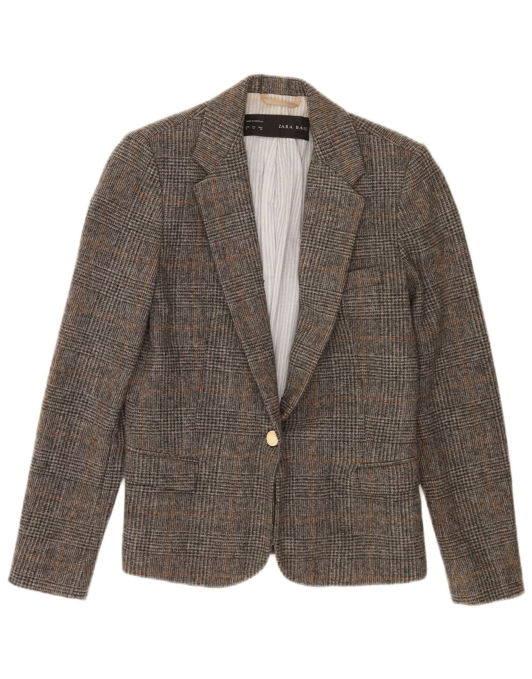 Blazer pentru femei Zara, cu 1 nasture, UK 12, gri mediu, carouri