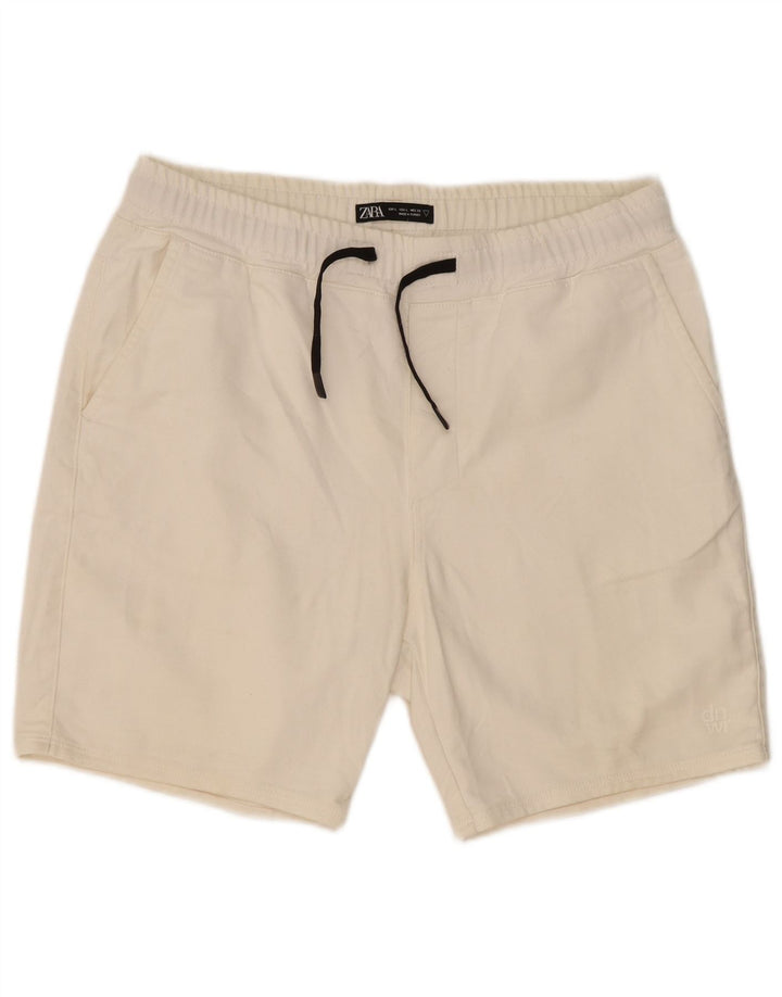 Pantaloni scurți sport pentru bărbați Zara, mari din bumbac alb