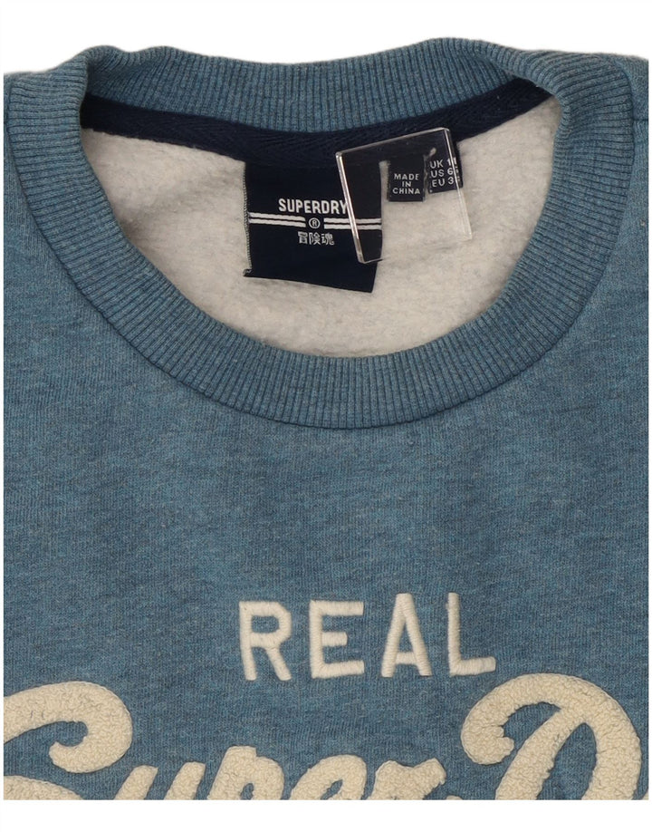Pulover cu grafic Superdry pentru femei UK 10 Small Blue Flecked