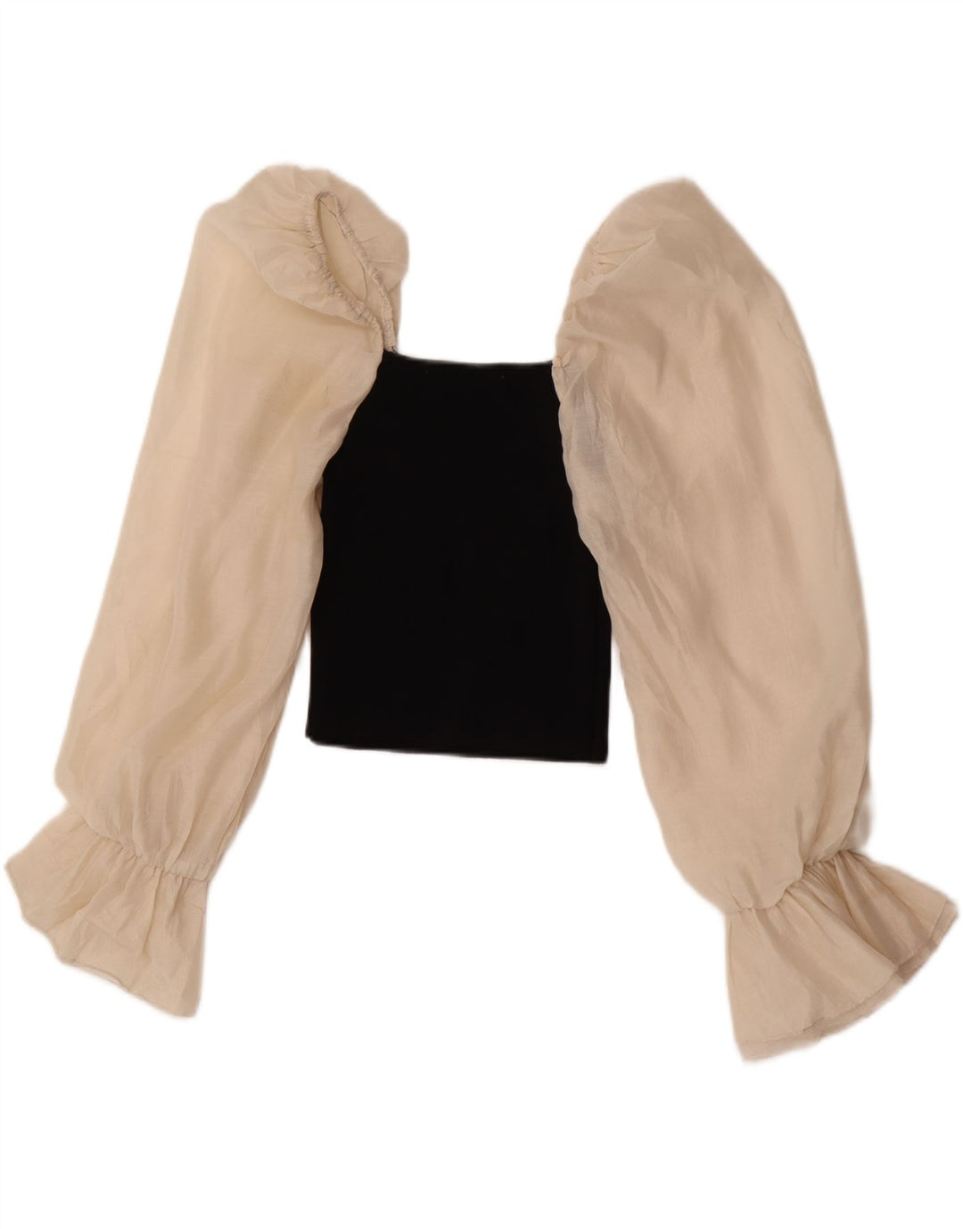 Crop Top cu mânecă lungă pentru femei Zara UK 12 Medium Black Colorblock